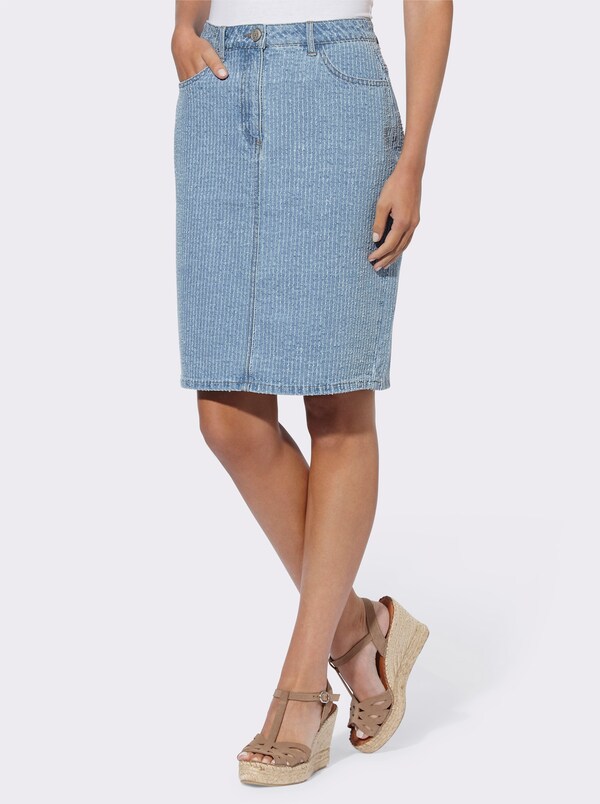 patrizia dini by heine Jeansrok met loopsplit blue-bleached