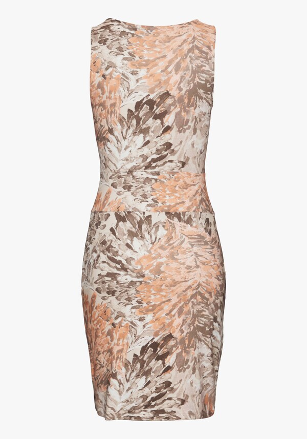 Patrizia Dini By Heine Jersey Jurk Apricot/taupe Bedrukt