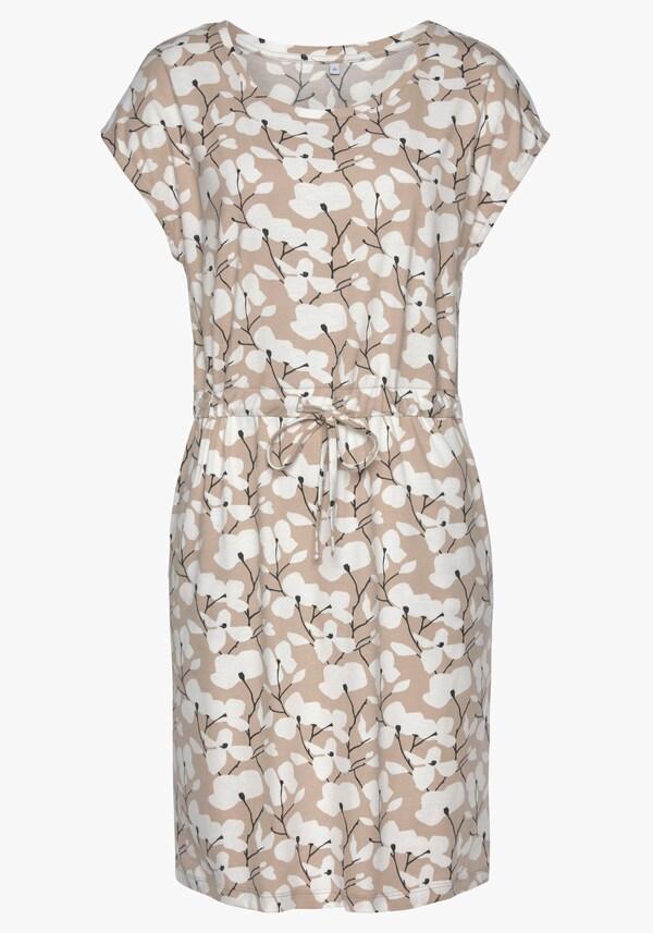 Patrizia Dini By Heine Jersey Jurk Beige/crème Bedrukt