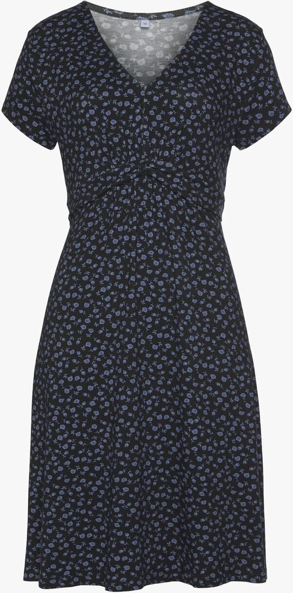 Patrizia Dini By Heine Jersey Jurk Zwart/blauw Gebloemd