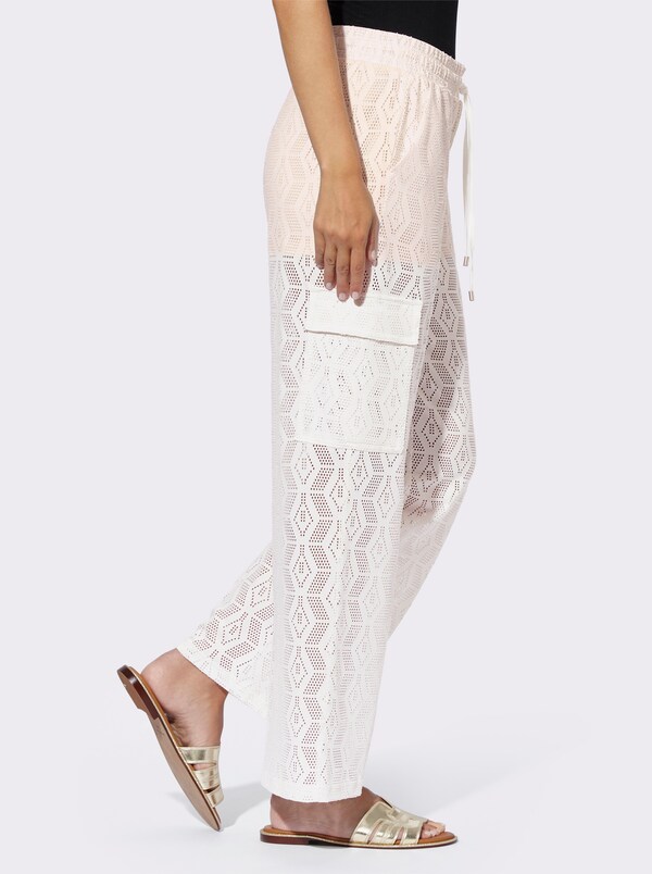 Patrizia Dini By Heine Jerseybroek Met Ajourpatroon Ecru