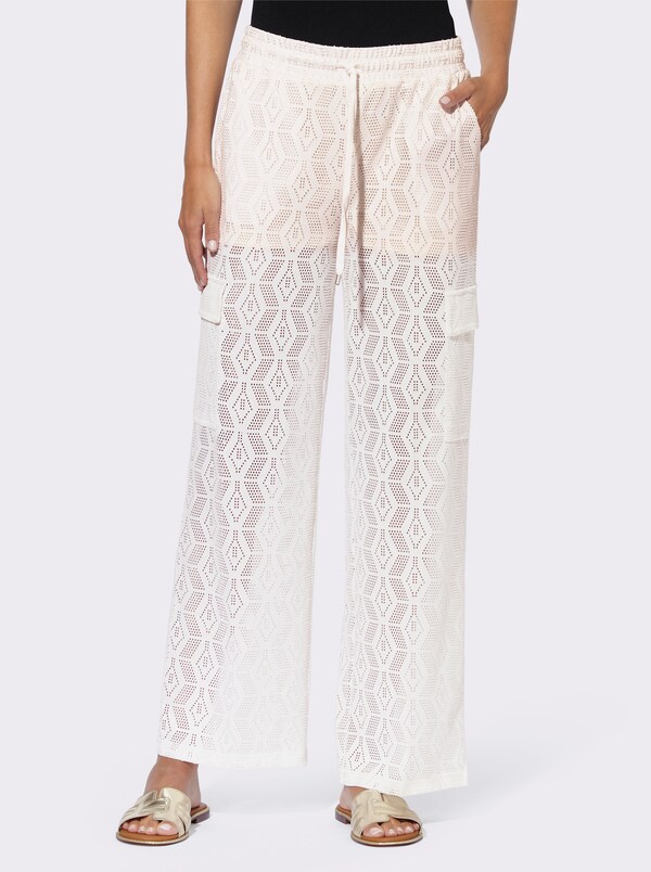 patrizia dini by heine Jerseybroek met ajourpatroon ecru