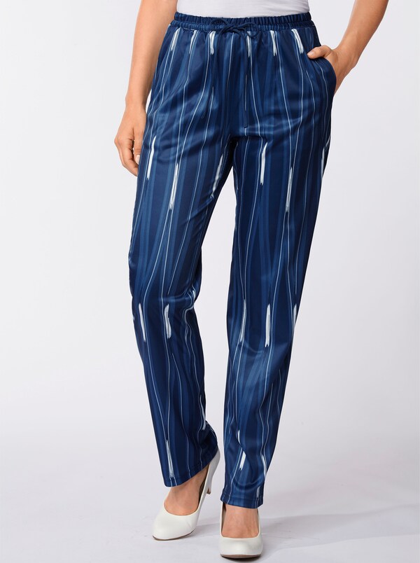 patrizia dini by heine Jerseybroek met bindceintuur marine/golfpatroon