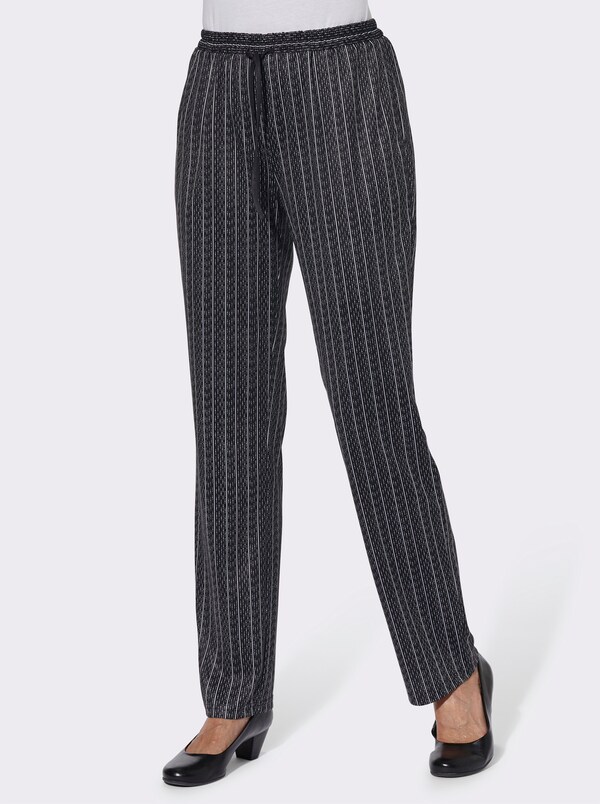 patrizia dini by heine Jerseybroek met bindceintuur zwart gestreept