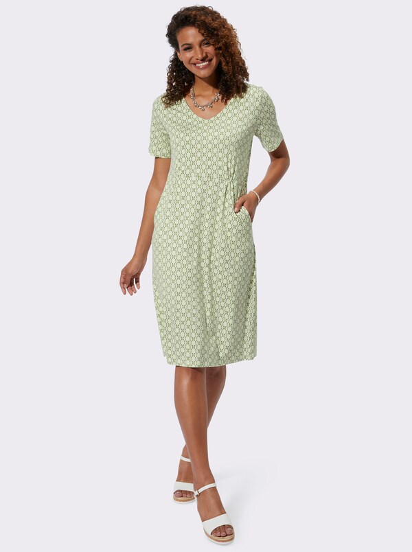 Patrizia Dini By Heine Jerseyjurk In Comfortmodel Bedrukt Pistache/kaki Bedrukt