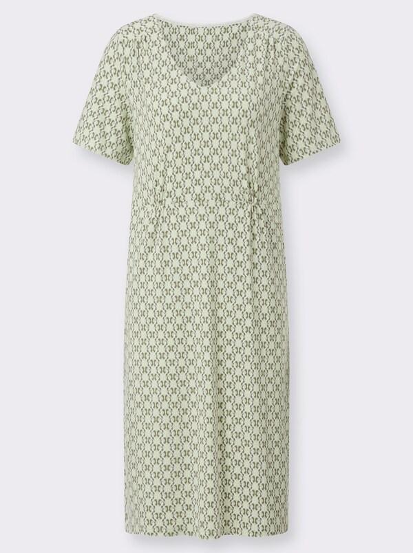 Patrizia Dini By Heine Jerseyjurk In Comfortmodel Bedrukt Pistache/kaki Bedrukt