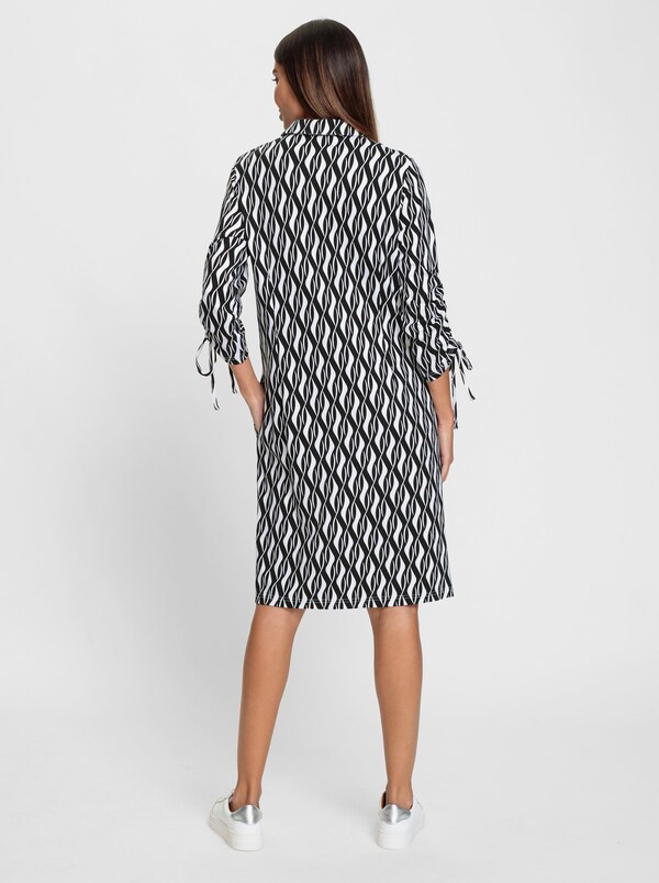 Patrizia Dini By Heine Jerseyjurk Met Gerimpelde Mouwen Zwart/wit Geprint