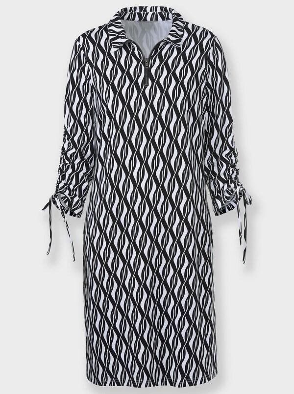 Patrizia Dini By Heine Jerseyjurk Met Gerimpelde Mouwen Zwart/wit Geprint