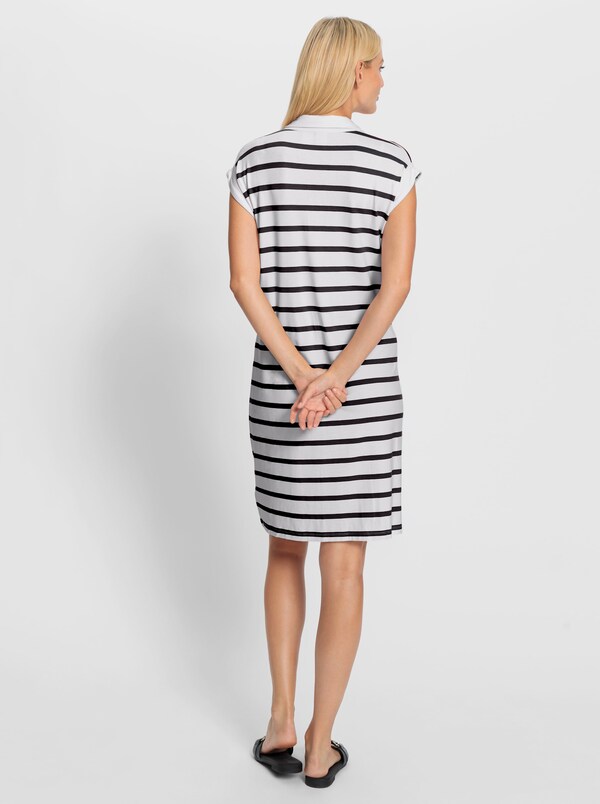 Patrizia Dini By Heine Jerseyjurk Met Polokraag Wit/zwart Gestreept