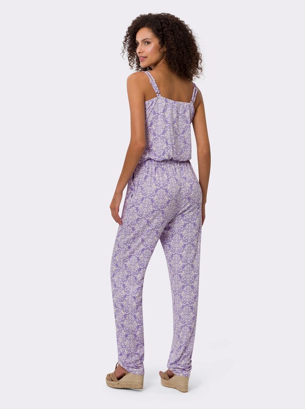 Patrizia Dini By Heine Jumpsuit Met Spaghettibandjes Lavendel/ecru Bedrukt