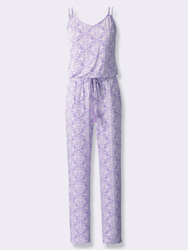 Patrizia Dini By Heine Jumpsuit Met Spaghettibandjes Lavendel/ecru Bedrukt