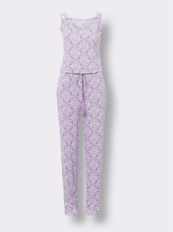 Patrizia Dini By Heine Jumpsuit Met Spaghettibandjes Lavendel/ecru Bedrukt