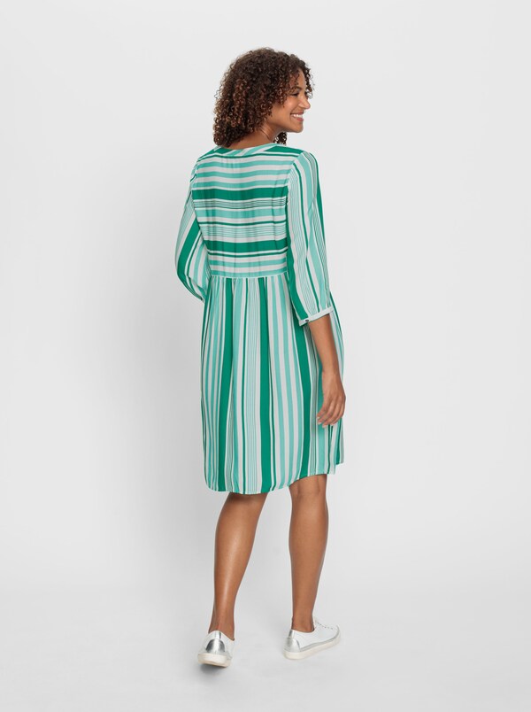 Patrizia Dini By Heine Jurk Met Print En Deelnaden Gestreept Groen/blauwgroen Gestreept