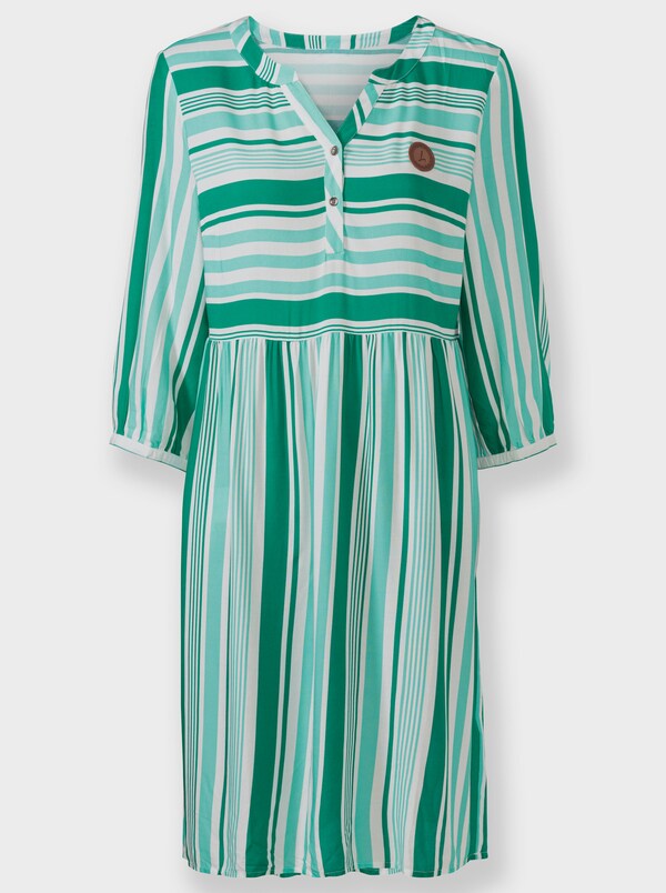 Patrizia Dini By Heine Jurk Met Print En Deelnaden Gestreept Groen/blauwgroen Gestreept