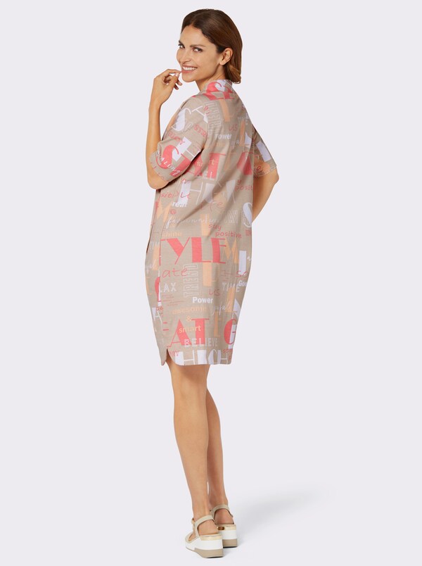 Patrizia Dini By Heine Jurk Met Print En In Wijdte Verstelbare Kraag Zand/flamingo Bedrukt