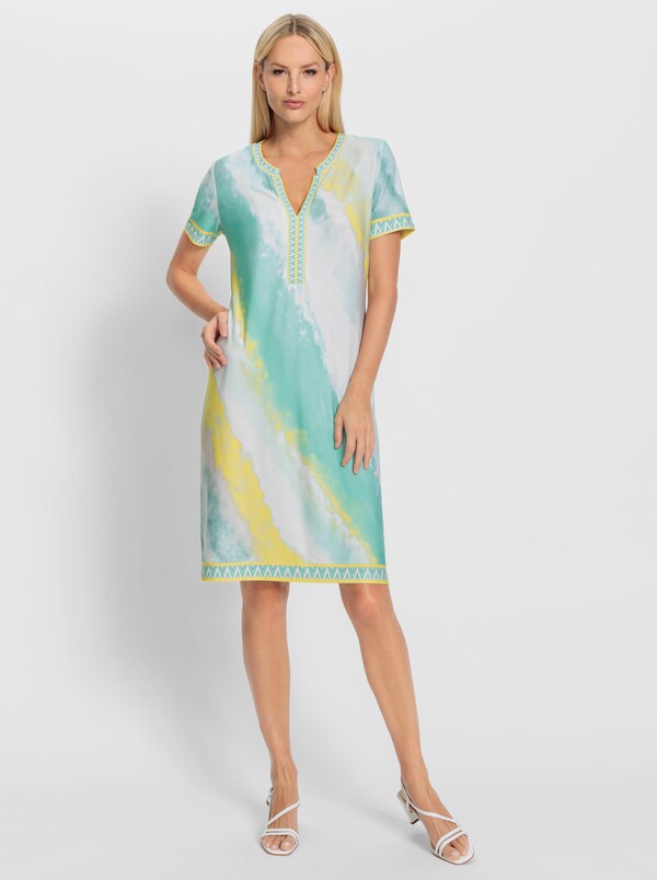 Patrizia Dini By Heine Jurk Met Print In Batiklook Blauwgroen/limoen Bedrukt