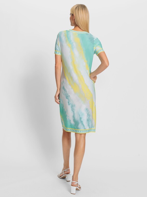 Patrizia Dini By Heine Jurk Met Print In Batiklook Blauwgroen/limoen Bedrukt