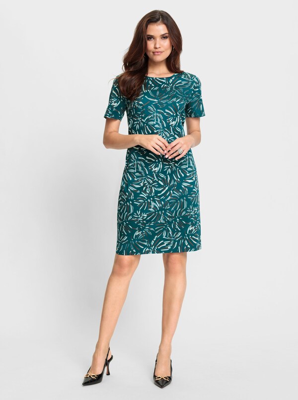 patrizia dini by heine Jurk met print van katoen petrol/grafiet bedrukt