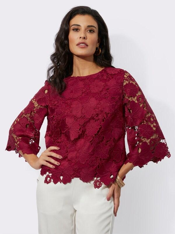 Patrizia Dini By Heine Kanten Blouse Met Uitlopende Mouwen Kers