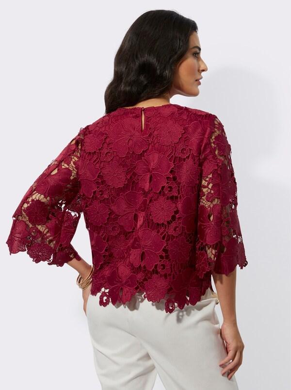 Patrizia Dini By Heine Kanten Blouse Met Uitlopende Mouwen Kers