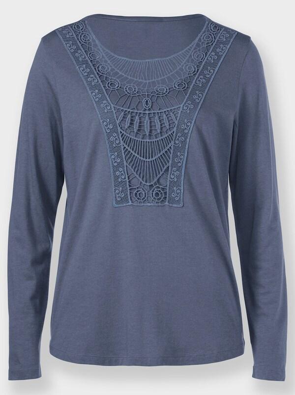 Patrizia Dini By Heine Kanten Shirt Met Afgeronde Zoom Rookblauw