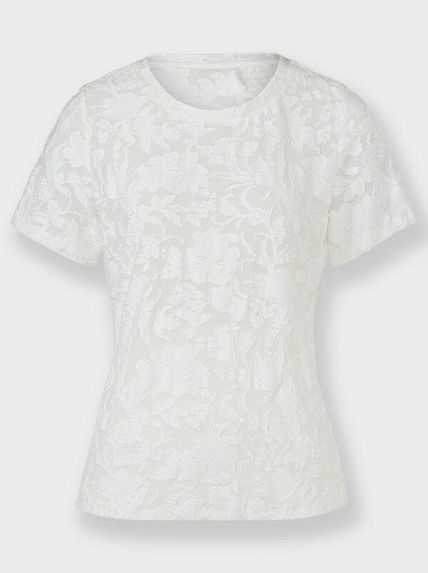 Patrizia Dini By Heine Kanten Shirt Met Deels Transparante Delen Ecru