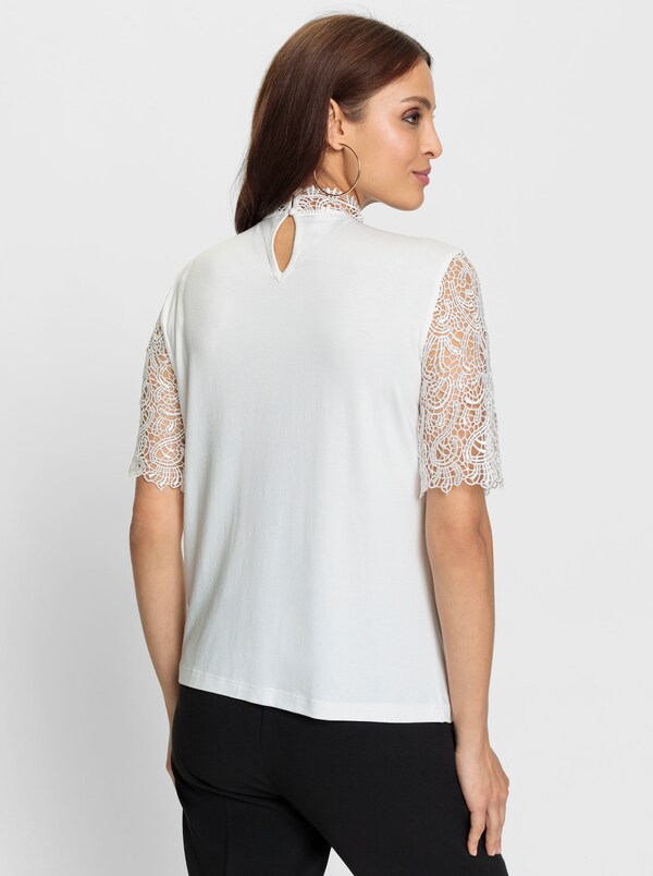 Patrizia Dini By Heine Kanten Shirt Met Ornamenten Ecru