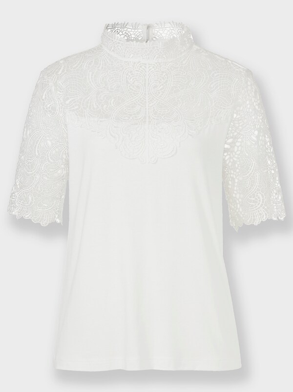 Patrizia Dini By Heine Kanten Shirt Met Ornamenten Ecru