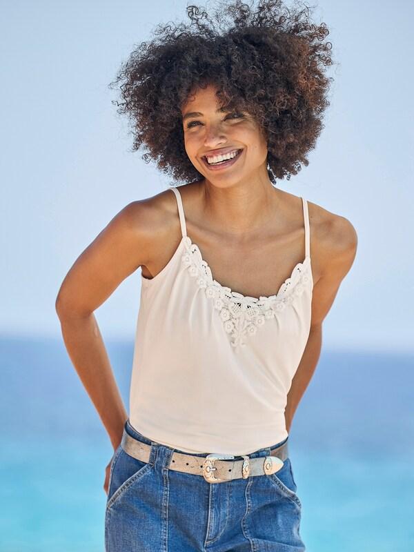 patrizia dini by heine Kanten top met verstelbare bandjes champagne