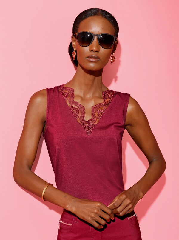 patrizia dini by heine Kanten top van zacht modal kers