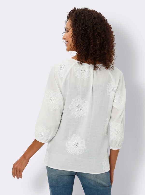 Patrizia Dini By Heine Katoenen Blouse Met Ajourwerk Ecru