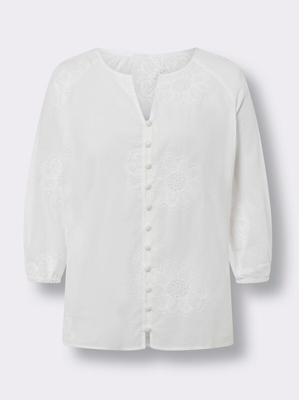 Patrizia Dini By Heine Katoenen Blouse Met Ajourwerk Ecru