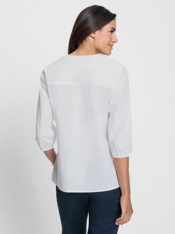 Patrizia Dini By Heine Katoenen Blouse Met Contrasterend Borduursel Ecru