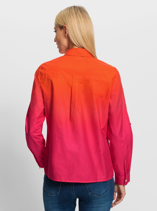 Patrizia Dini By Heine Katoenen Blouse Met Zijsplitten Oranje/pink Bedrukt