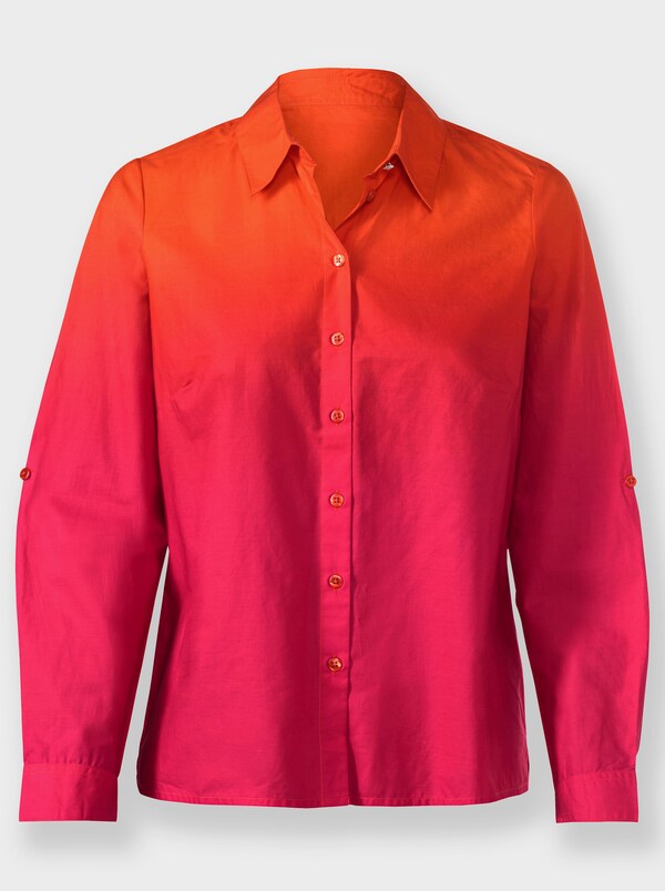 Patrizia Dini By Heine Katoenen Blouse Met Zijsplitten Oranje/pink Bedrukt
