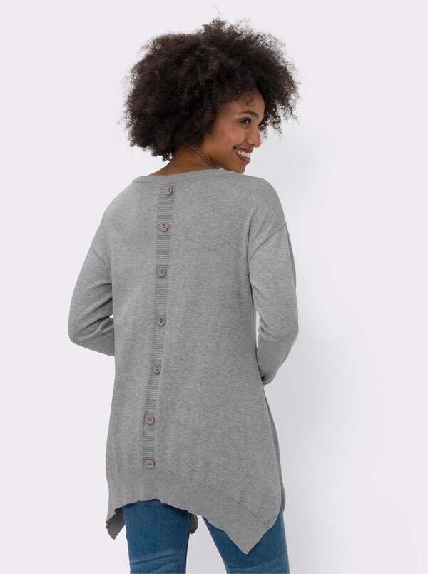 Patrizia Dini By Heine Katoenen Pullover In Lang Model Grijs Gemêleerd