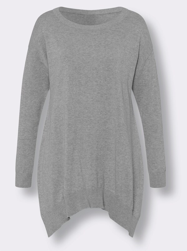 Patrizia Dini By Heine Katoenen Pullover In Lang Model Grijs Gemêleerd