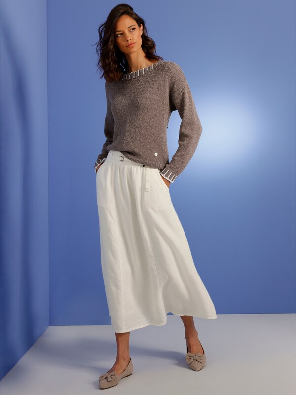 Patrizia Dini By Heine Katoenen Pullover Van Grof Tricot Taupe