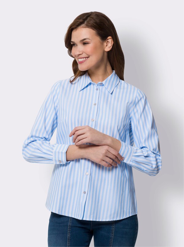 Patrizia Dini By Heine Klassieke Blouse Met Stolpplooi Achter Ijsblauw/wit Gestreept