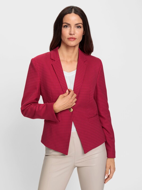 Patrizia Dini By Heine Korte Blazer Met Pepitadessin Kers/pink Gedessineerd