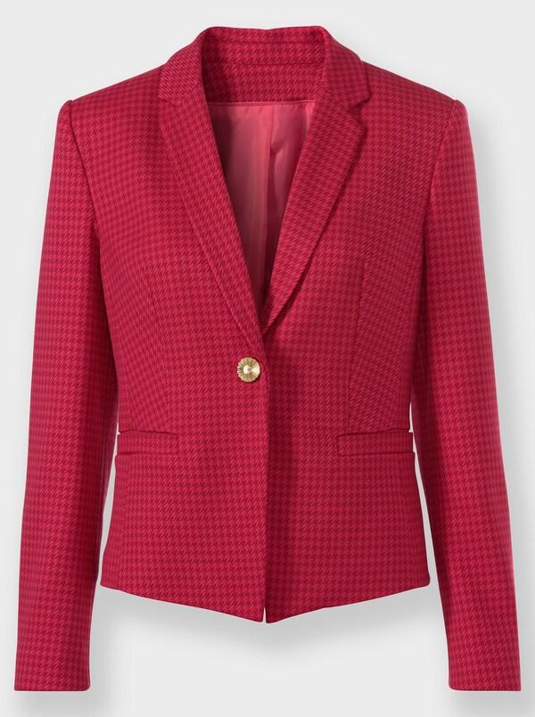 Patrizia Dini By Heine Korte Blazer Met Pepitadessin Kers/pink Gedessineerd