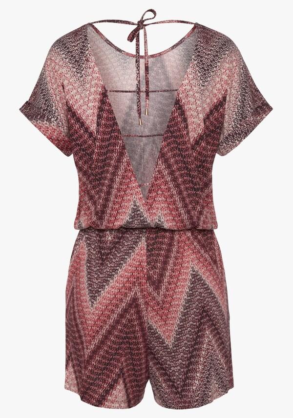 Patrizia Dini By Heine Korte Overall Zand/bordeaux Bedrukt