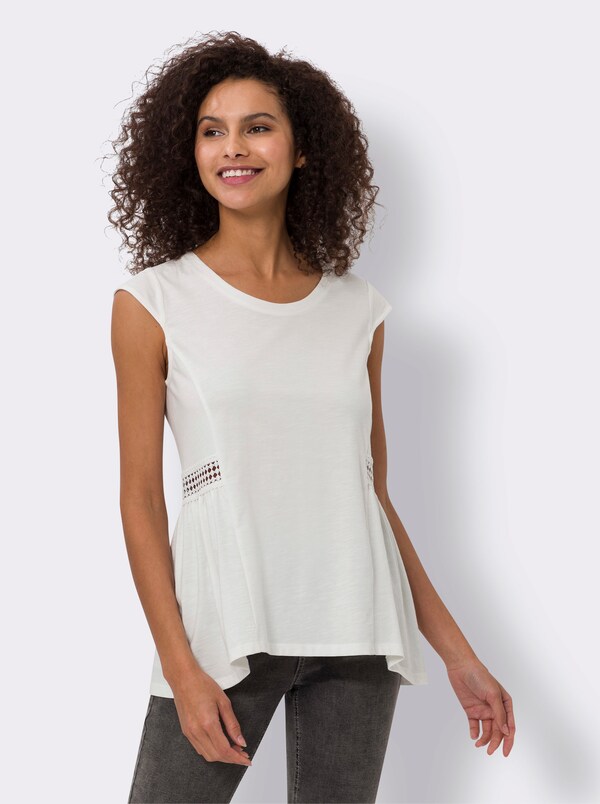 Patrizia Dini By Heine Lang Shirt Met Kantinzet Ecru