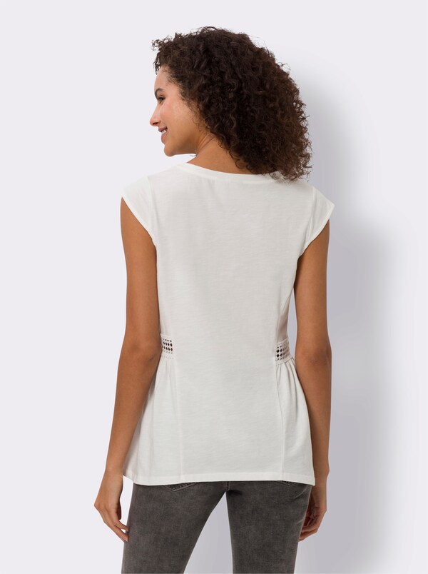 Patrizia Dini By Heine Lang Shirt Met Kantinzet Ecru