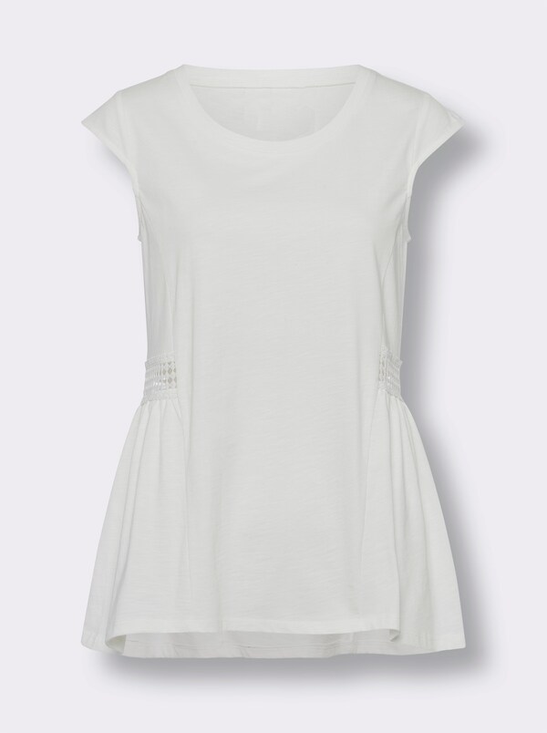 Patrizia Dini By Heine Lang Shirt Met Kantinzet Ecru