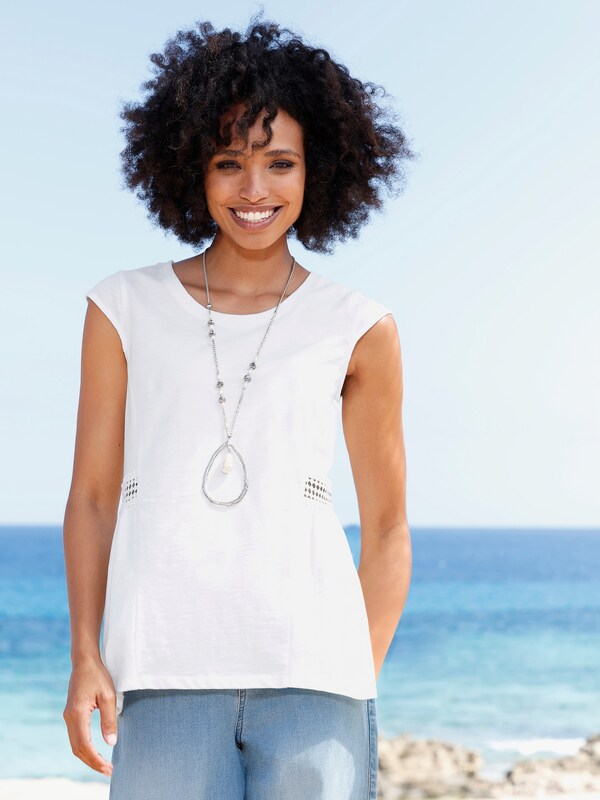 patrizia dini by heine Lang shirt met kantinzet ecru