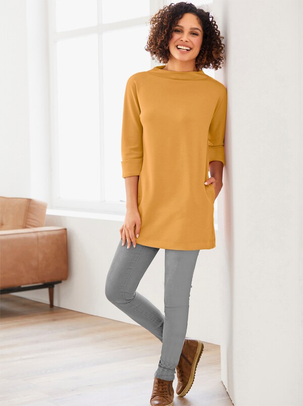 patrizia dini by heine Lang shirt met zijzakken oker