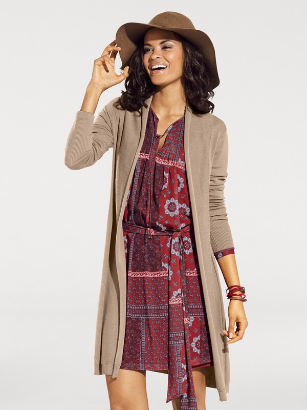 Patrizia Dini By Heine Lang Vest Van Soepel Fijntricot Zand