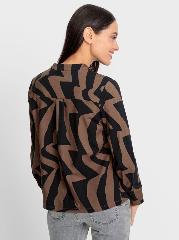 Patrizia Dini By Heine Langarmshirt Mit Grafischem Muster Bruin/zwart Bedrukt