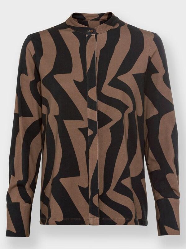 Patrizia Dini By Heine Langarmshirt Mit Grafischem Muster Bruin/zwart Bedrukt